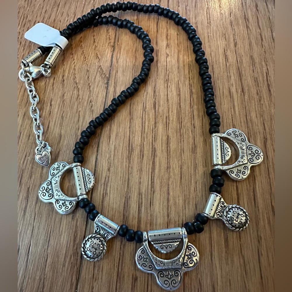 Brighton Cantina Silver Black Beaded Pendant Necklace